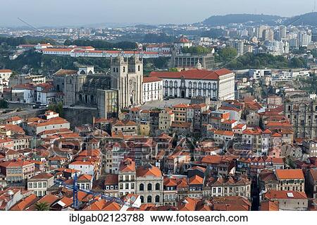 Stock Photo - View over Porto, the Cathedral Da Se and the former Episcopal Palace, Porto, Unesco World Heritage Site, Portugal, Europe. Fotosearch