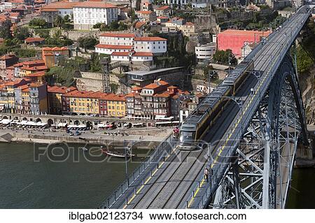 View over the Douro river and the Dom Luis I bridge, Porto, Unesco World Heritage Site, Portugal, Europe View Large Photo Image Picture - View over the Douro river and the Dom Luis I bridge, Porto, Unesco World Heritage Site, Portugal, Europe. Fotosearch