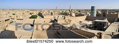 View over the historic adobe town of Khiva, Chiva, Silk Road, Unesco World Heritage Site, Uzbekistan, Central Asia, Asia View Large Photo Image Stock Image - View over the historic adobe town of Khiva, Chiva, Silk Road, Unesco World Heritage Site, Uzbekistan, Central Asia, Asia. Fotosearch