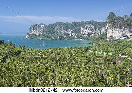 Stock Image - View point to Hat Rai Leh West, Krabi province, Thailand, Asia. Fotosearch