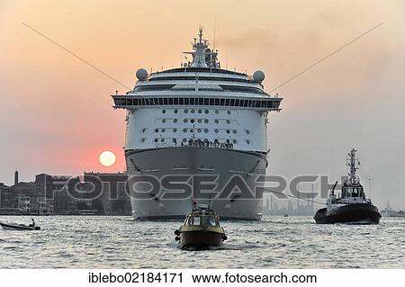 Stock Image - Voyager of the Seas, cruise ship, built in 1999, 311m, 3114 passengers, departing, Venice, Veneto, Italy, Europe. Fotosearch