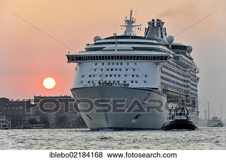 Stock Photo - Voyager of the Seas, cruise ship, built in 1999, 311m, 3114 passengers, departing, Venice, Veneto, Italy, Europe. Fotosearch