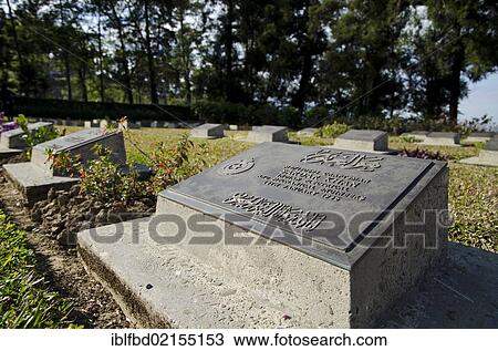 Stock Image - War cemetery on Garrison Hill, remains of a battle between the British allies and the Japanese during WW 2, Kohima, Nagaland, India, Asia. Fotosearch