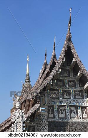 Wat Lok Molee wooden roof in Lanna style, Chiang Mai, Thailand, Asia View Large Photo Image Stock Photo - Wat Lok Molee wooden roof in Lanna style, Chiang Mai, Thailand, Asia. Fotosearch