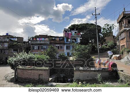 Stock Photo - Well, water place, Bhaktapur, Kathmandu Valley, Nepal, Asia. Fotosearch