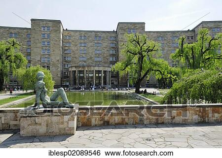 Stock Photograph - Westend Campus of the Johann Wolfgang Goethe University in the former IG Farben Poelzig-Haus building, Frankfurt am Main, Hesse, Germany, Europe. Fotosearch