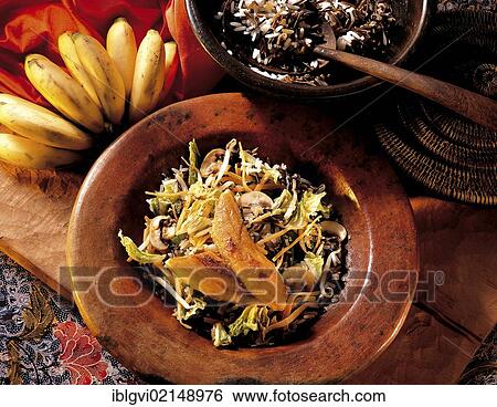 Wild rice with bananas, Chinese cabbage, carrots, mushrooms, soy sprouts, sweet and sour, USA, North America View Large Photo Image Stock Photograph - Wild rice with bananas, Chinese cabbage, carrots, mushrooms, soy sprouts, sweet and sour, USA, North America. Fotosearch
