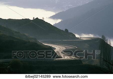 Stock Photo - Winding mountain road, Pyrenees, France, Europe. Fotosearch
