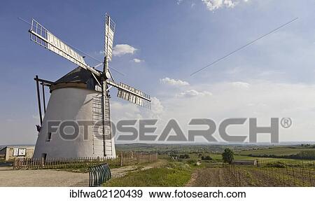 Stock Photo - Windmill in Retz, Weinviertel Region, wine quarter, Lower Austria, Austria, Europe. Fotosearch
