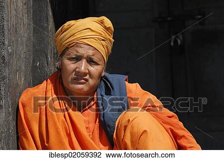 Stock Image - Woman, Pashupatinath, Kathmandu, Nepal, Asia. Fotosearch