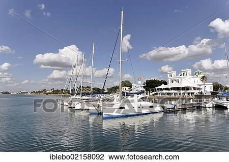 Stock Image - Yachts, yacht harbour, Cienfuegos, Cuba, Greater Antilles, Caribbean, Central America, America, North America. Fotosearch