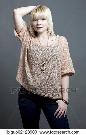 Stock Image - Young blond woman. Fotosearch