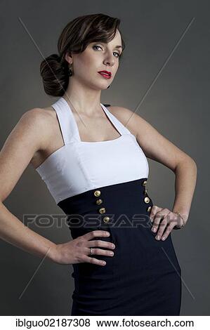 Stock Photo - Young woman, pin-up style. Fotosearch
