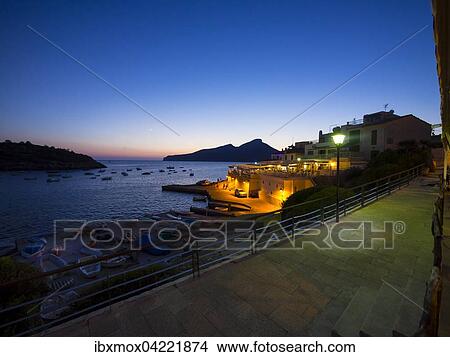 Bay of Sant Elm at dusk, Andratx, Majorca, Balearic Islands, Spain, Europe View Large Photo Image Picture - Bay of Sant Elm at dusk, Andratx, Majorca, Balearic Islands, Spain, Europe. Fotosearch