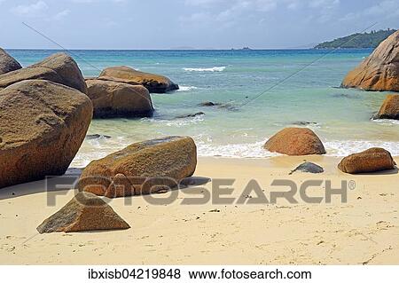 Beach and granite rocks of Anse Boudin, Praslin Island, Seychelles, Africa View Large Photo Image Stock Photo - Beach and granite rocks of Anse Boudin, Praslin Island, Seychelles, Africa. Fotosearch