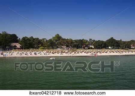 Stock Photo - Beach chairs on the beach in Niendorf, Timmendorfer beach, Bay of Lubeck, Baltic Sea, Schleswig-Holstein, Germany, Europe. Fotosearch