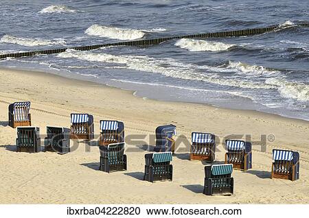 Beach chairs on the sandy beach of Koserow, Baltic Sea, Usedom Island, Mecklenburg-Western Pomerania, Germany, Europe View Large Photo Image Stock Image - Beach chairs on the sandy beach of Koserow, Baltic Sea, Usedom Island, Mecklenburg-Western Pomerania, Germany, Europe. Fotosearch