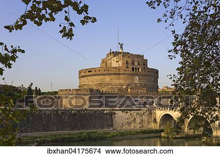 Castel Sant'Angelo and Ponte Sant'Angelo over the Tiber river, evening light, Rome, Lazio, Italy, Europe View Large Photo Image Picture - Castel Sant'Angelo and Ponte Sant'Angelo over the Tiber river, evening light, Rome, Lazio, Italy, Europe. Fotosearch