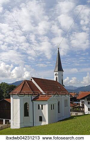 Stock Image - Church St. Franziskus, Saulgrub, Upper Bavaria, Bavaria, Germany, Europe. Fotosearch