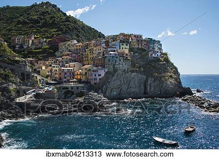 Colorful houses on cliffs, Manarola, Cinque Terre, La Spezia Province, Liguria, Italy, Europe View Large Photo Image Stock Image - Colorful houses on cliffs, Manarola, Cinque Terre, La Spezia Province, Liguria, Italy, Europe. Fotosearch