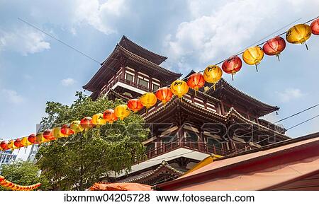 Colorful lanterns in front of the Thong Hood Cho Temple, Waterloo Street, Chinatown, Singapore, Asia View Large Photo Image Stock Photo - Colorful lanterns in front of the Thong Hood Cho Temple, Waterloo Street, Chinatown, Singapore, Asia. Fotosearch