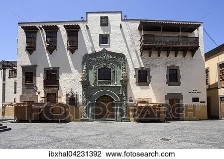 Stock Image - Columbus House, Casa de Colon, Plaza Pilar Nuevo, Las Palmas, Gran Canaria, Canary Islands, Spain, Europe. Fotosearch