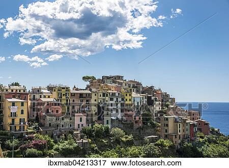 Corniglia with view of sea, Cinque Terre, La Spezia Province, Cinque Terre, Liguria, Italy, Europe View Large Photo Image Stock Photo - Corniglia with view of sea, Cinque Terre, La Spezia Province, Cinque Terre, Liguria, Italy, Europe. Fotosearch