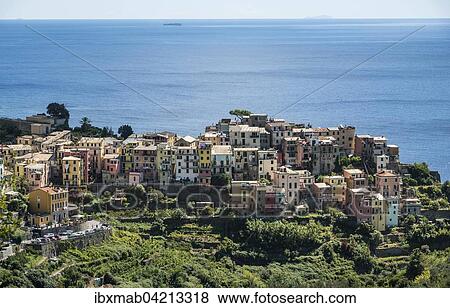 Corniglia with view of sea, Cinque Terre, La Spezia Province, Cinque Terre, Liguria, Italy, Europe View Large Photo Image Stock Photo - Corniglia with view of sea, Cinque Terre, La Spezia Province, Cinque Terre, Liguria, Italy, Europe. Fotosearch