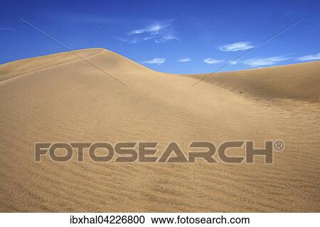 Stock Image - Dunes, sand dunes of Maspalomas, cloud formation, nature reserve, Gran Canaria, Canary Islands, Spain, Europe. Fotosearch