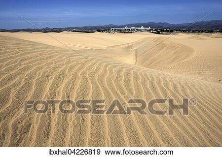 Dunes, sand dunes of Maspalomas, structures in the sand, nature reserve, RIU hotel behind, Gran Canaria, Canary Islands, Spain, Europe View Large Photo Image Stock Photo - Dunes, sand dunes of Maspalomas, structures in the sand, nature reserve, RIU hotel behind, Gran Canaria, Canary Islands, Spain, Europe. Fotosearch