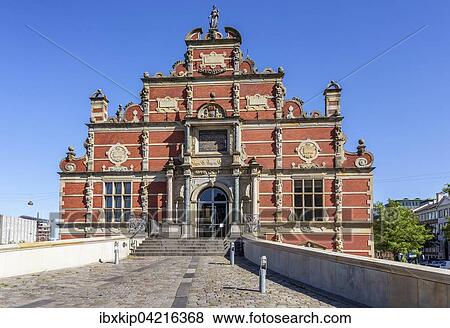 Stock Photo - Entrance to building of the Chamber of Commerce, Borsen, Copenhagen, Denmark, Europe. Fotosearch