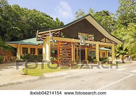 Picture - Entrance to the Vallee de Mai National Park, UNESCO World Heritage Site, Praslin Island, Seychelles, Africa. Fotosearch