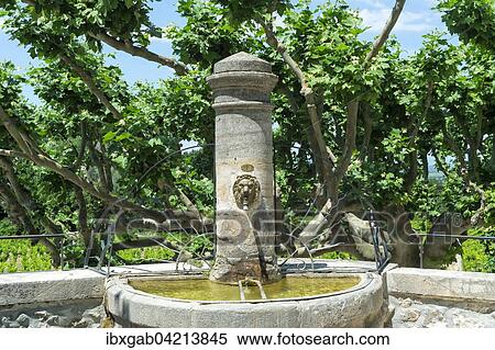 Stock Photography - Fountain, Gigondas, Vaucluse, Provence Alpes Cote d'Azur, France, Europe. Fotosearch