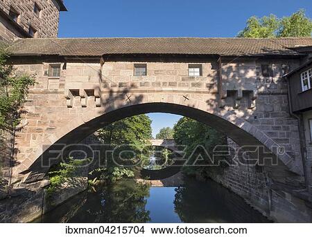 Fronveste and Hallertorbrucke about Pegnitz, seen from Kettensteg, Nuremberg, Middle Franconia, Franconia, Bavaria, Germany, Europe View Large Photo Image Picture - Fronveste and Hallertorbrucke about Pegnitz, seen from Kettensteg, Nuremberg, Middle Franconia, Franconia, Bavaria, Germany, Europe. Fotosearch