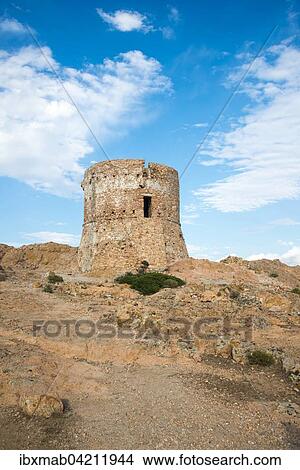 Picture - Genoese tower, Gulf of Porto, Corsica, France, Europe. Fotosearch