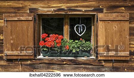 Geraniums and braided heart on the window of a farmhouse, Eng, Eng-Alm, Karwendel, Tyrol, Austria, Europe View Large Photo Image Stock Photograph - Geraniums and braided heart on the window of a farmhouse, Eng, Eng-Alm, Karwendel, Tyrol, Austria, Europe. Fotosearch