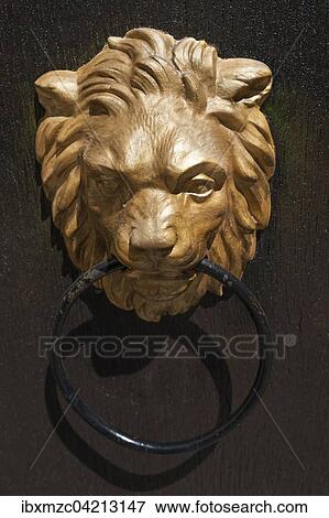 Gilded lion head as door knocker, on a gate, Amberg, Upper Palatinate, Bavaria, Germany, Europe View Large Photo Image Stock Photo - Gilded lion head as door knocker, on a gate, Amberg, Upper Palatinate, Bavaria, Germany, Europe. Fotosearch