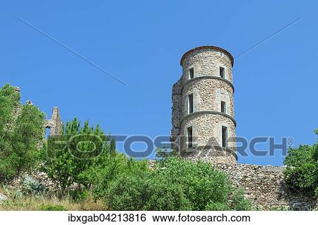 Stock Photograph - Grimaud castle, Var, Provence Alpes Cote d'Azur region, France, Europe. Fotosearch