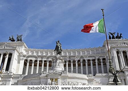 Italian flag in front of the National Monument Vittorio Emanuele II, Piazza Venezia, Rome, Lazio, Italy, Europe View Large Photo Image Stock Image - Italian flag in front of the National Monument Vittorio Emanuele II, Piazza Venezia, Rome, Lazio, Italy, Europe. Fotosearch