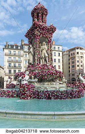 Stock Photo - Jacobins square during the 17th World Convention of Rose Societies in 2015, Lyon, Rhone, France, Europe. Fotosearch