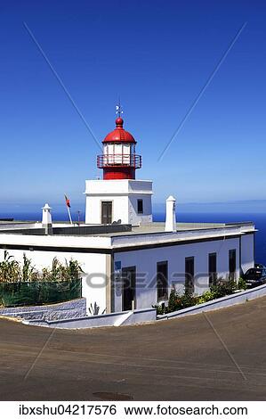 Stock Photograph - Lighthouse of Ponta do Pargo, the most western point of Madeira, Portugal, Europe. Fotosearch