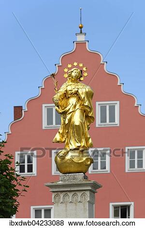 Mariensaule, Marian column, Market Square, Wemding, Bavaria, Germany, Europe View Large Photo Image Stock Photo - Mariensaule, Marian column, Market Square, Wemding, Bavaria, Germany, Europe. Fotosearch