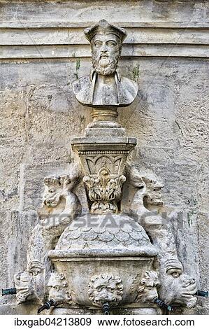 Nostradamus bust by Liotard de Lambesc, 1859, Saint-Remy-de-Provence, Bouches du Rhone, Provence Alpes Cote d'Azur, France, Europe View Large Photo Image Stock Photo - Nostradamus bust by Liotard de Lambesc, 1859, Saint-Remy-de-Provence, Bouches du Rhone, Provence Alpes Cote d'Azur, France, Europe. Fotosearch