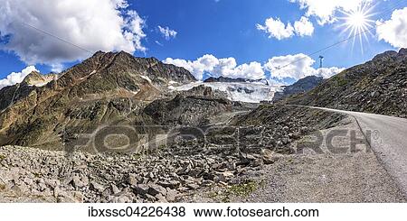Stock Photo - Otztal glacial road, Rettenbachferner behind, Solden, Otztal, Tyrol, Austria, Europe. Fotosearch