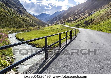 Stock Photograph - Otztal glacial road, Rettenbachferner behind, Otztal, Tyrol, Austria, Europe. Fotosearch