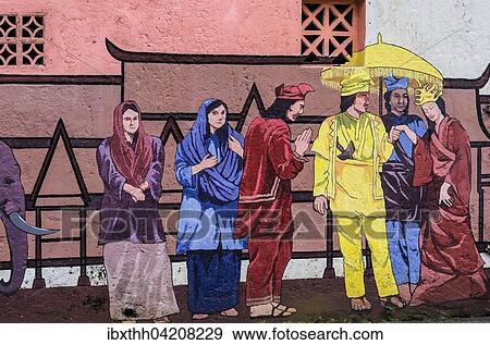 Painted house wall, district Kampung Bakar Batu, Malacca or Melaka, Malaysia, Asia View Large Photo Image Stock Photo - Painted house wall, district Kampung Bakar Batu, Malacca or Melaka, Malaysia, Asia. Fotosearch