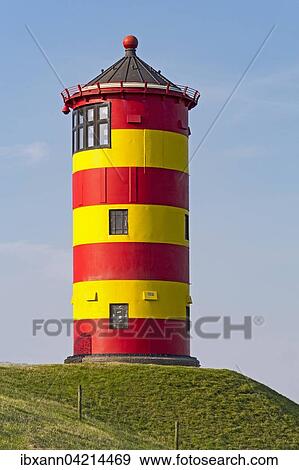 Stock Photo - Pilsum lighthouse, Pilsum, East Frisia, Lower Saxony, Germany, Europe. Fotosearch
