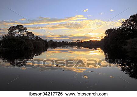 Rio Pixaim Pantanal, River, Landscape, sunset, evening light, Pantanal, Mato Grosso, Brazil, South America View Large Photo Image Stock Photograph - Rio Pixaim Pantanal, River, Landscape, sunset, evening light, Pantanal, Mato Grosso, Brazil, South America. Fotosearch