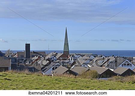 Roofs with church tower of St. Nicolai, Heligoland, Schleswig-Holstein, Germany, Europe View Large Photo Image Stock Image - Roofs with church tower of St. Nicolai, Heligoland, Schleswig-Holstein, Germany, Europe. Fotosearch