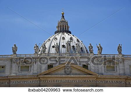 Sculptures and dome of the Basilica di San Pietro, St. Peter's Basilica, Piazza di San Pietro, St. Peter's Square, Vatican, Rome, Lazio, Italy, Europe View Large Photo Image Stock Image - Sculptures and dome of the Basilica di San Pietro, St. Peter's Basilica, Piazza di San Pietro, St. Peter's Square, Vatican, Rome, Lazio, Italy, Europe. Fotosearch